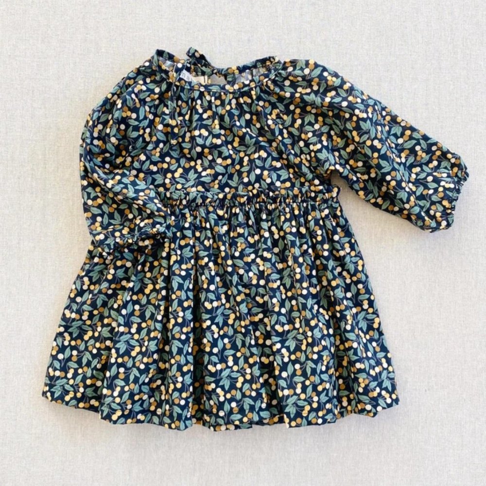 SOLD: Mabo Georgie Dress, Cherry Drop Floral, 4/5Y